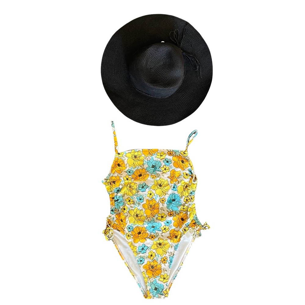 XHILARATION SIDE CINCH ONE PIECE SWIMSUIT